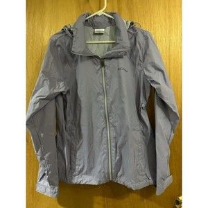 Light Purple Columbia windbreaker jacket women's large hide-away hood zip front